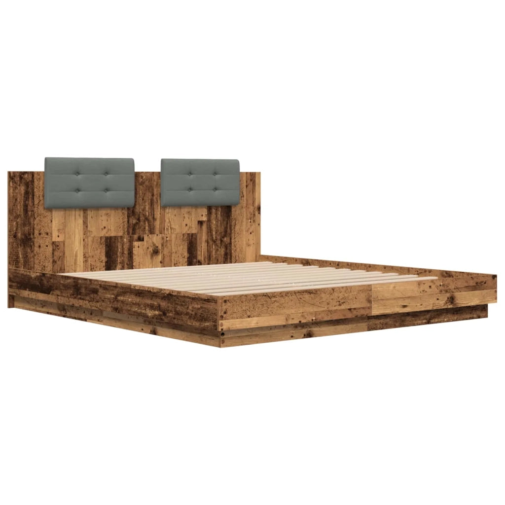 Struttura letto con testata-Giroletto Legno vecchio 180 x 200 cm