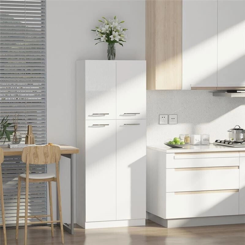MOBILE MULTIUSO CON 2 ARMADIETTI E MENSOLE REGOLABILI 59X31X155CM BIANCO