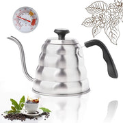 Casseruola per acqua con termometro - Forma elegante - Argento - Acciaio inossidabile - Ideale per caffè e tè - 1,2 litri