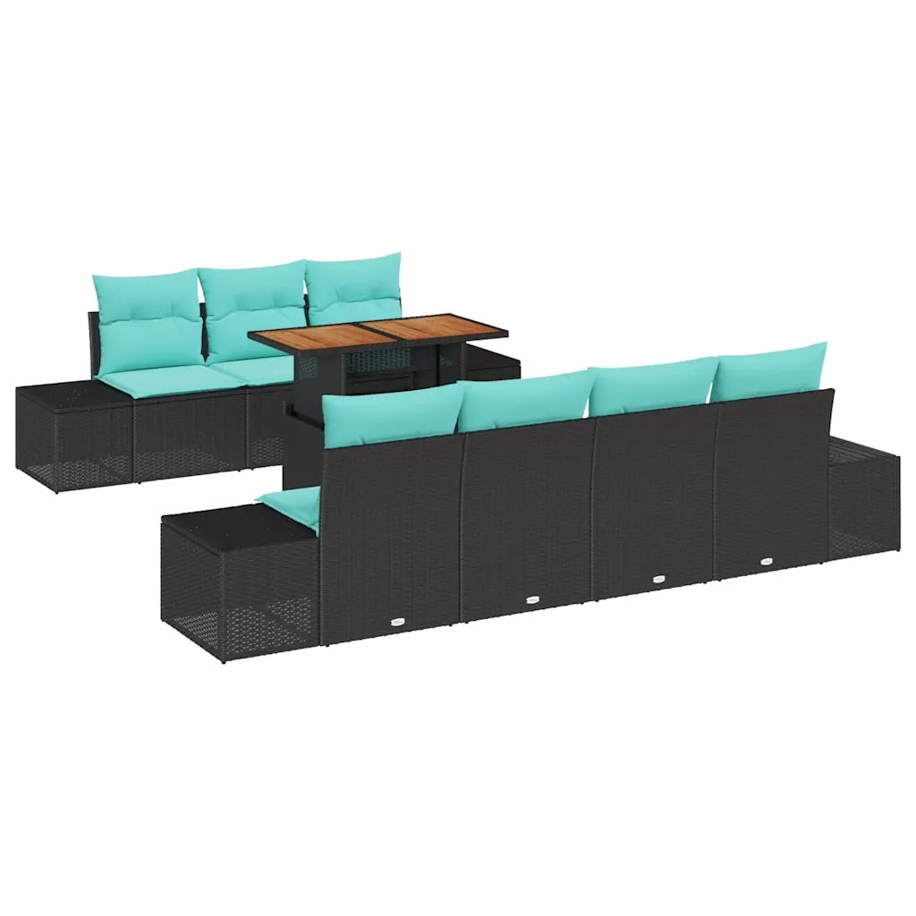Set Divano da Giardino 8 pz Nero Poly Rattan 3358664