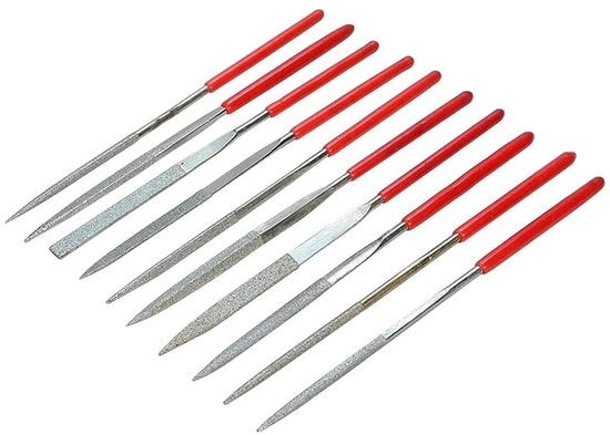 Set di aste per mano da 10 - Asta diamantata mini - Manico ergonomico - Resistente all'usura - Per gioielli e lavorazione del legno - Acciaio inossidabile di alta qualità - Aste per mano