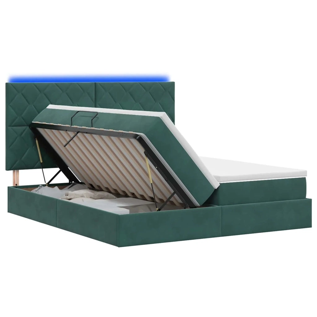 Letto con contenitore LED e materasso Verde Scuro 200 x 200 cm 3460287