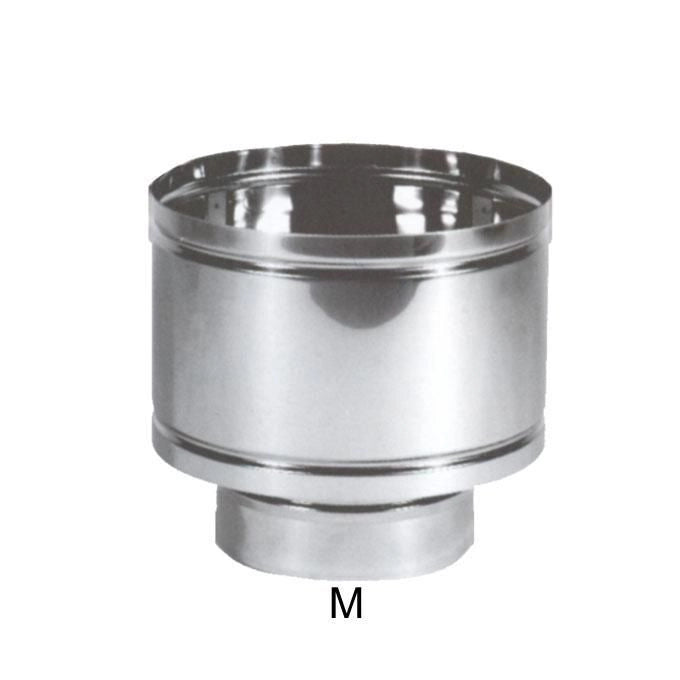 MARAL M98633 Terminale paravento in acciaio inox Aisi 316L 18 cm con cappello antivento monoparete colore Acciaio lucido