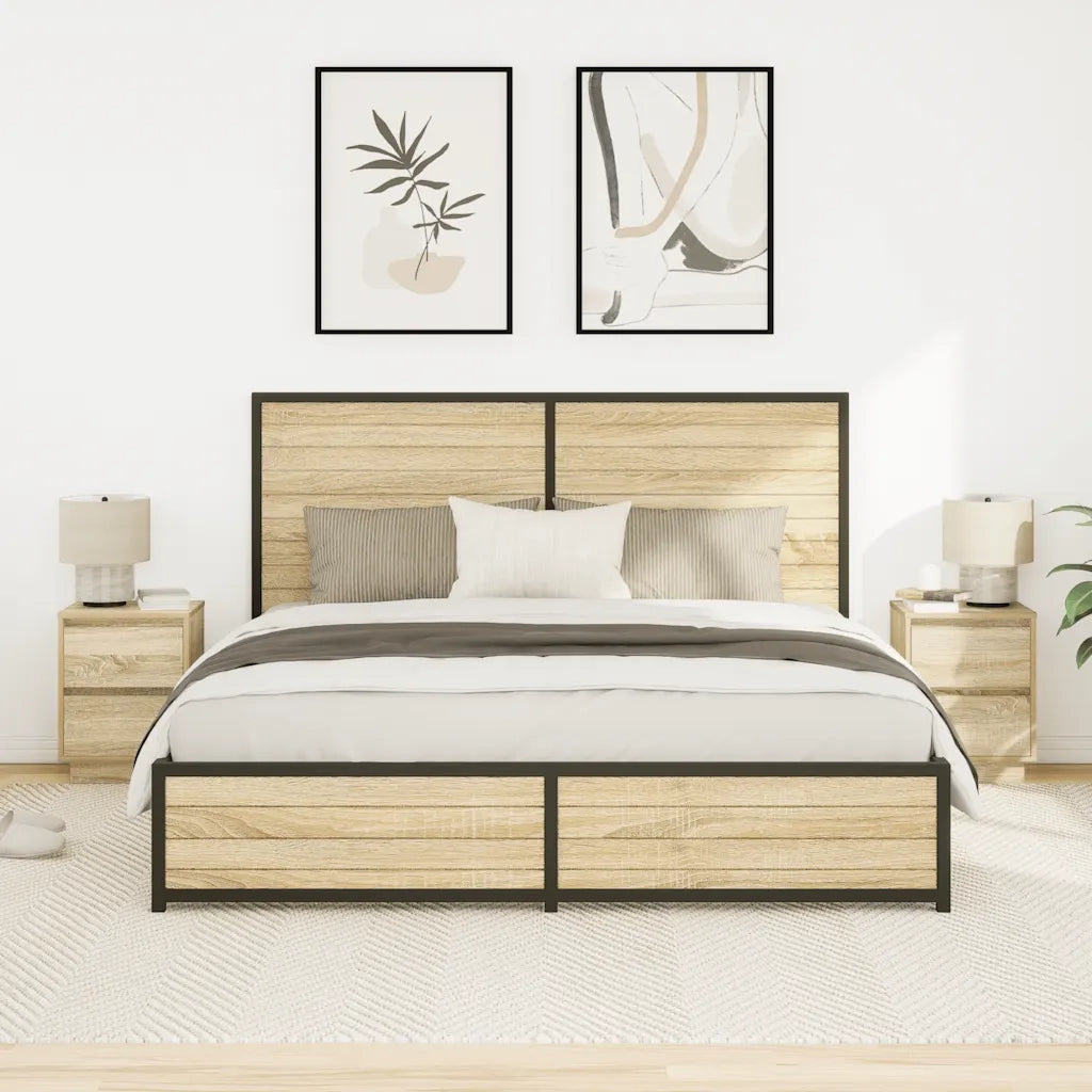 Comodini con Luci a LED 2 pz Rovere Sonoma 38x34x50 cm 861288