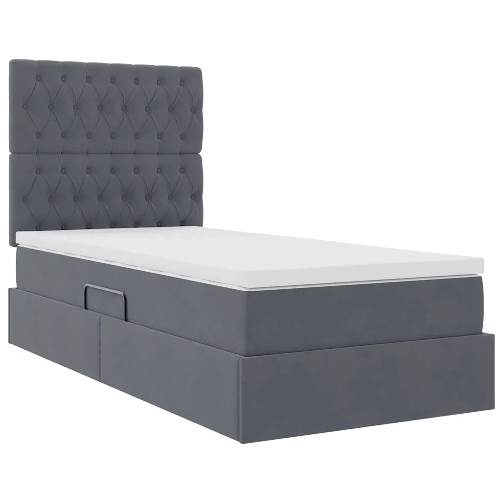 Letto con contenitore e LED Grigio scuro 100 x 200 cm Velluto