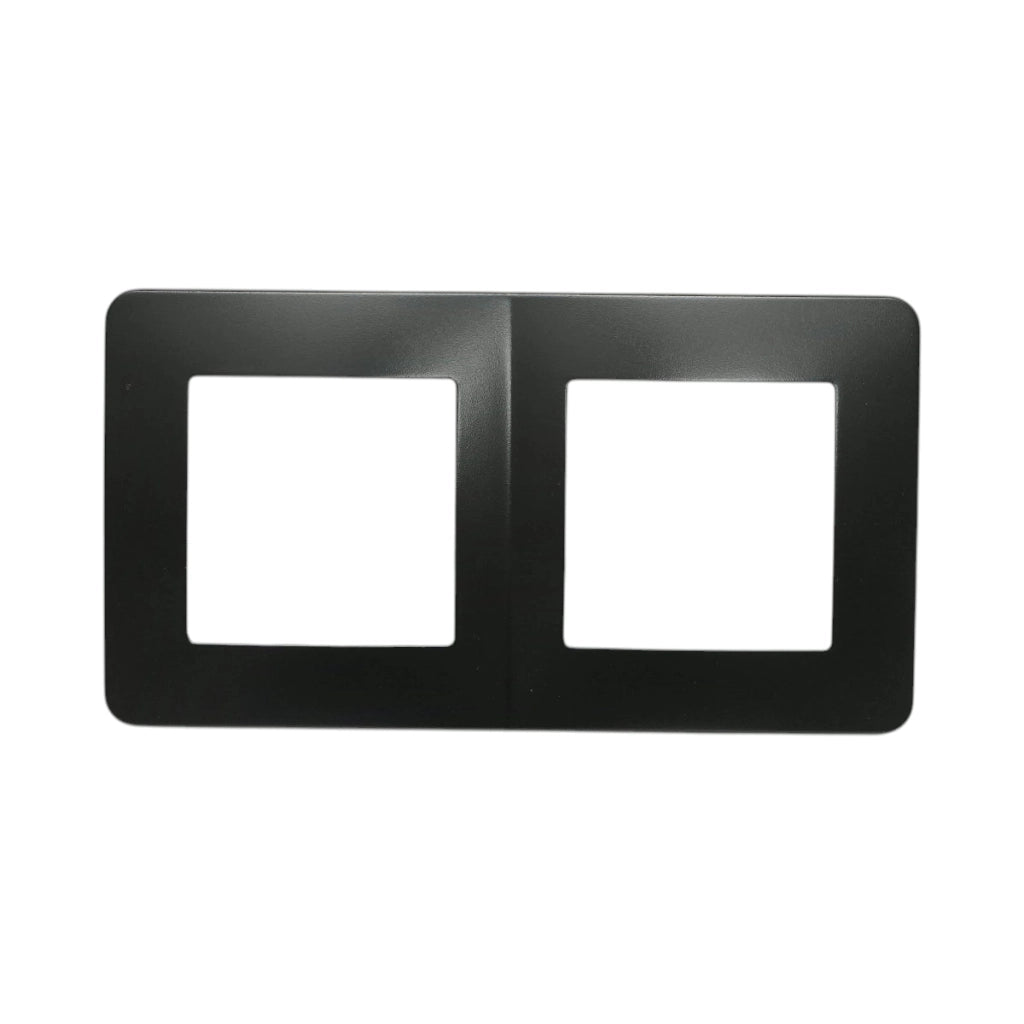 Cornice doppia nera in PC per presa e interruttore 150x83 mm