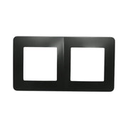 Cornice doppia nera in PC per presa e interruttore 150x83 mm