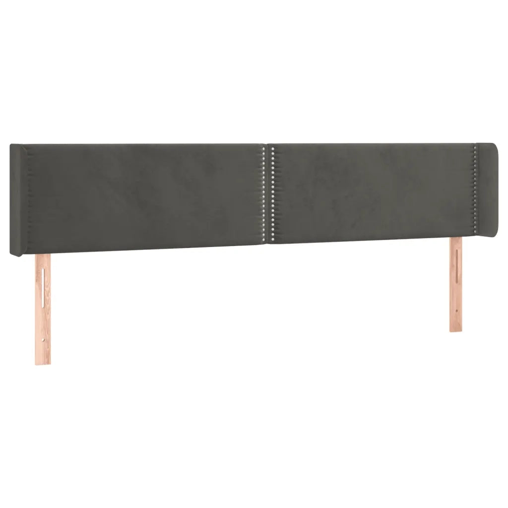 Testiera ad Orecchio-Testata con Orecchie Grigio Scuro 163x16x78/88 cm in Velluto 662451