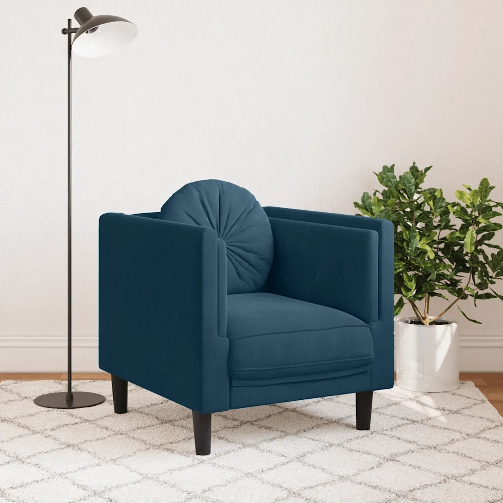 Poltrona | Sedia Relax con Cuscino Blu in Velluto
