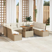Set da Pranzo per Giardino con cuscino 10 pcs Beige e Crema 3350103