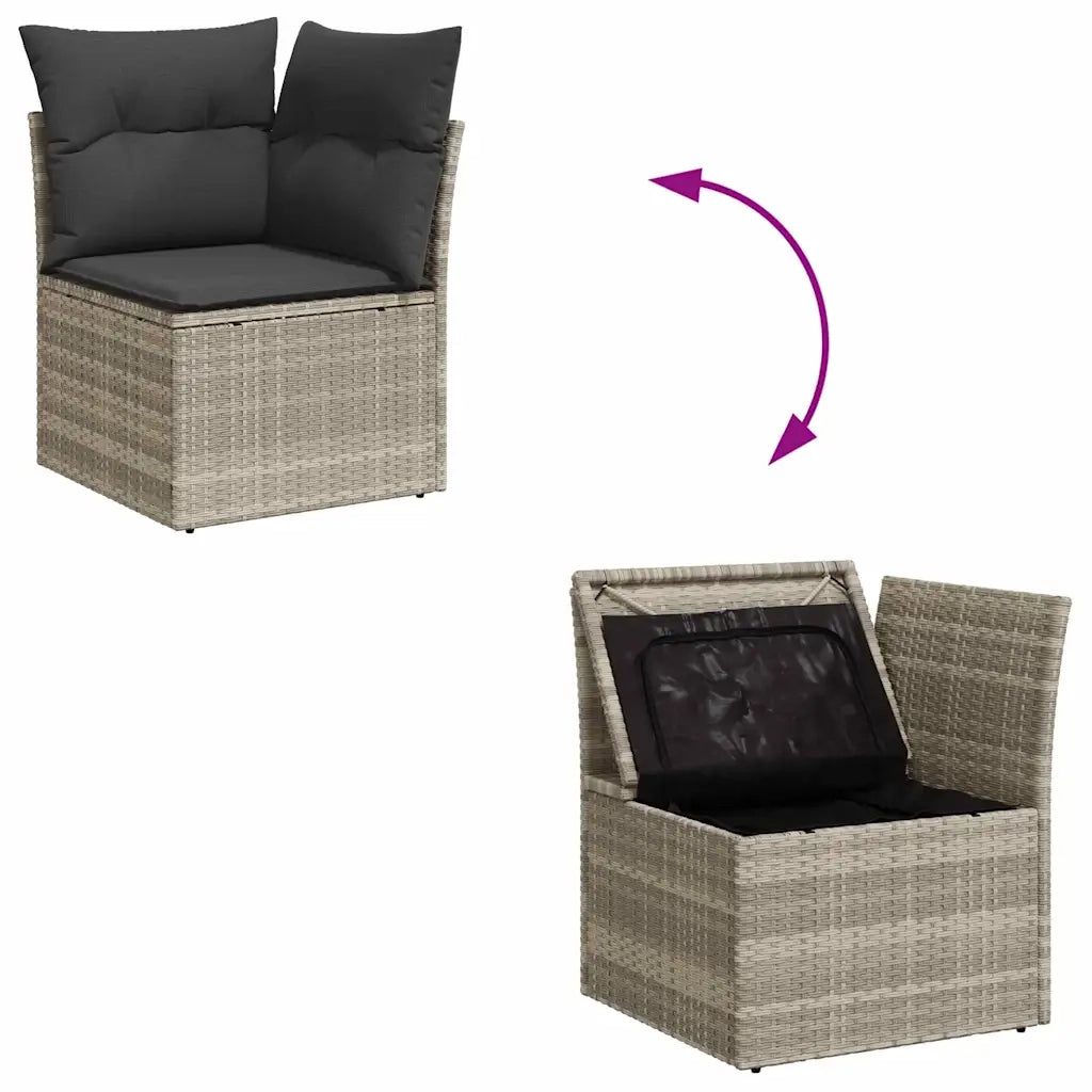 Set Divano da Giardino con cuscino 9 pcs Grigio chiaro