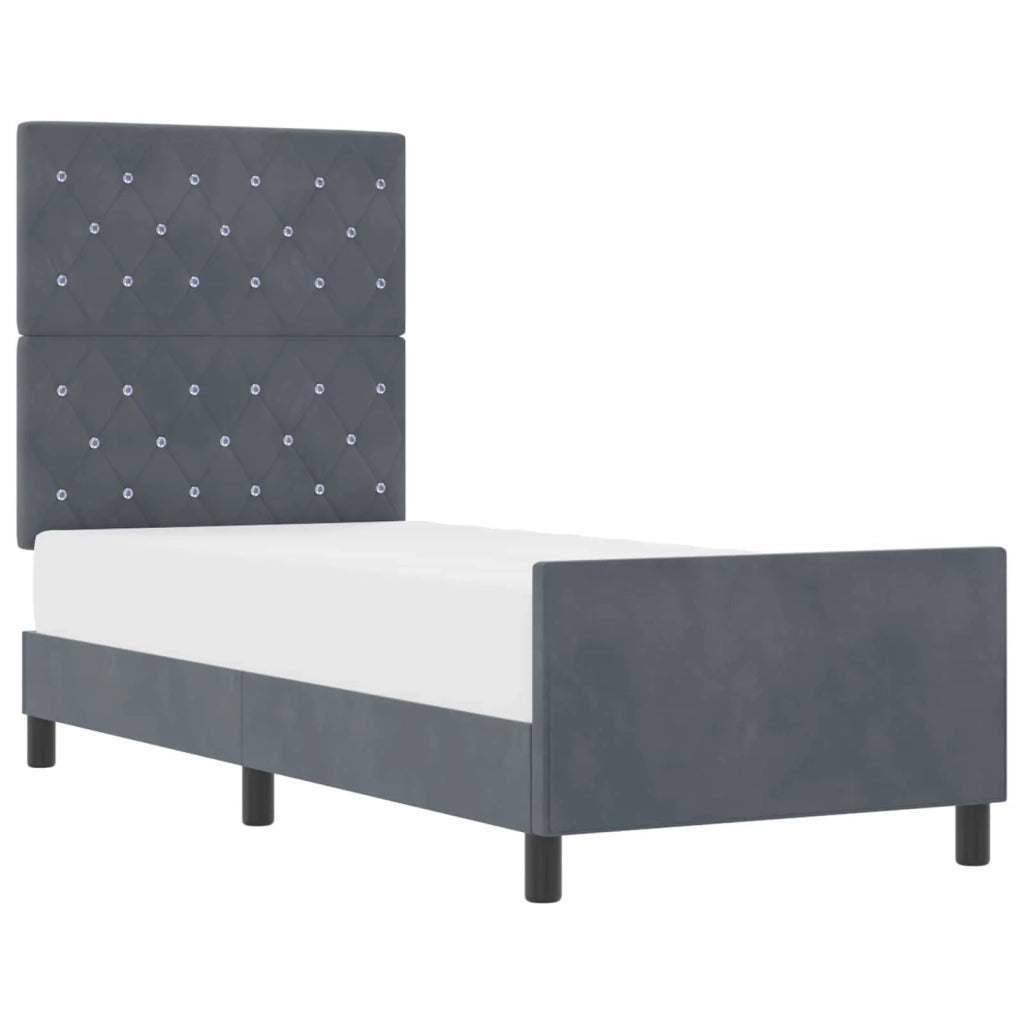 Letto a molle con testiera Grigio scuro 80 x 200 cm Velluto 3344838