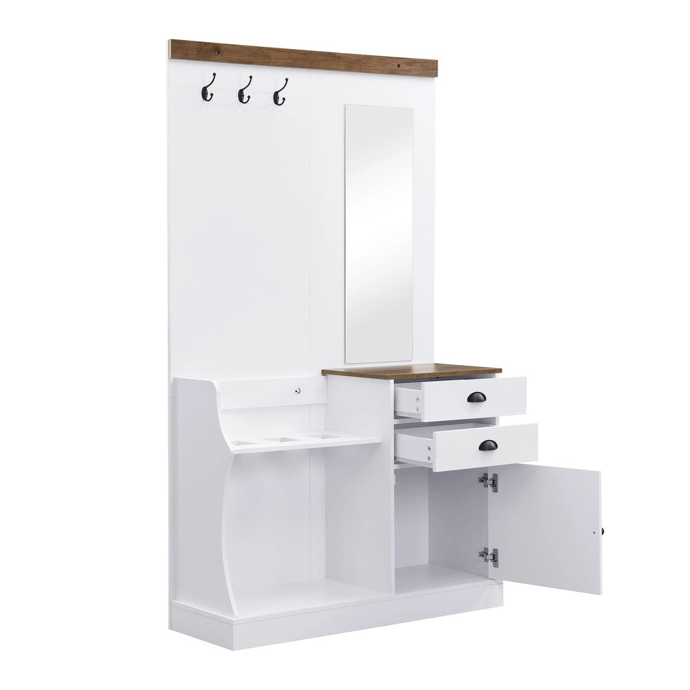 Set Ingresso con Specchio, Ganci, Cassetti e Portaombrelli ¨C MINIMAL ¨C Legno