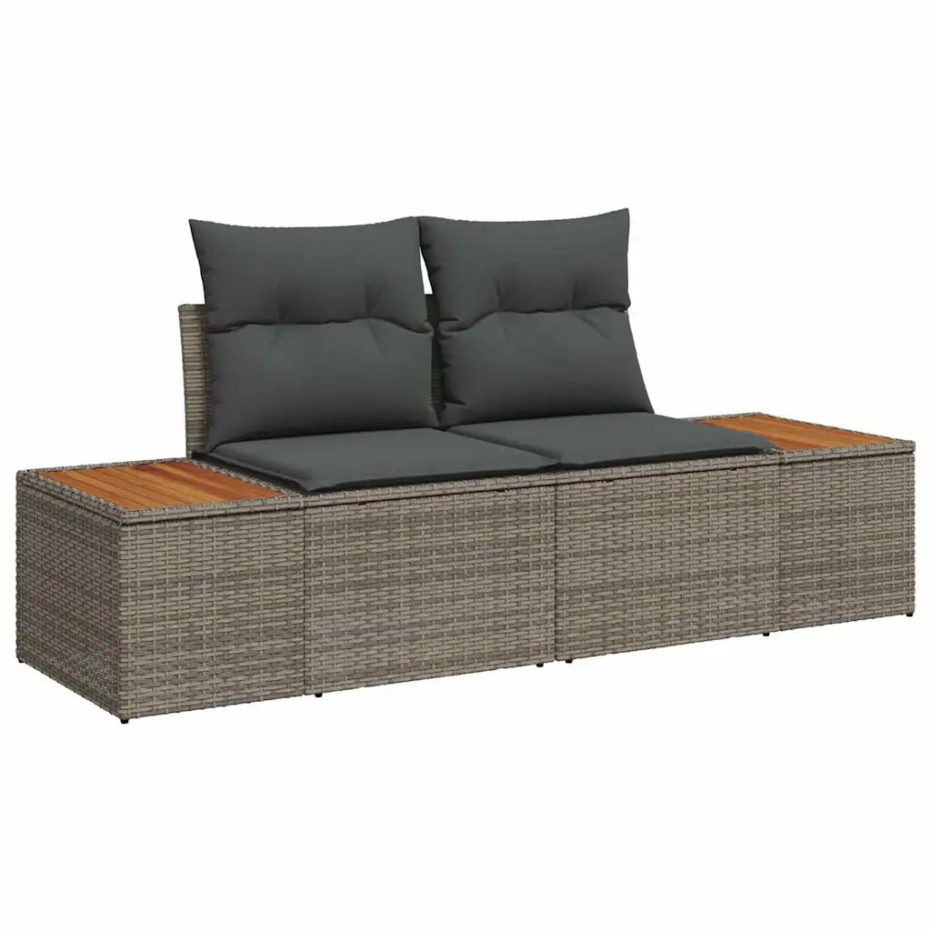 Set Divano da Giardino 6 pcs Grigio Poly Rattan