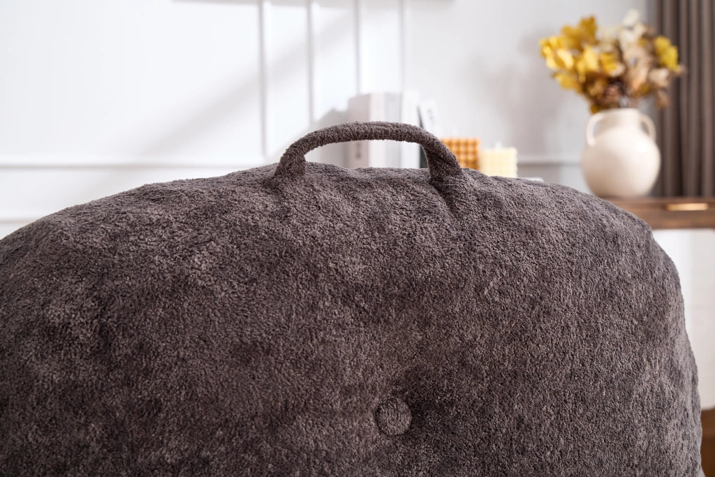 Poltrona sacco con imbottitura in spugna sminuzzata ¨C Xylo ¨C tessuto pelliccia sintetica grigio scuro
