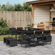 Set da Pranzo da Giardino 11 pz con Cuscini in Polyrattan Nero 3211327