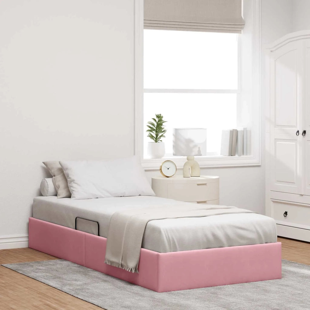 Letto ottomano con archiviazione Rosa 90 x 200 cm Velluto 3442861