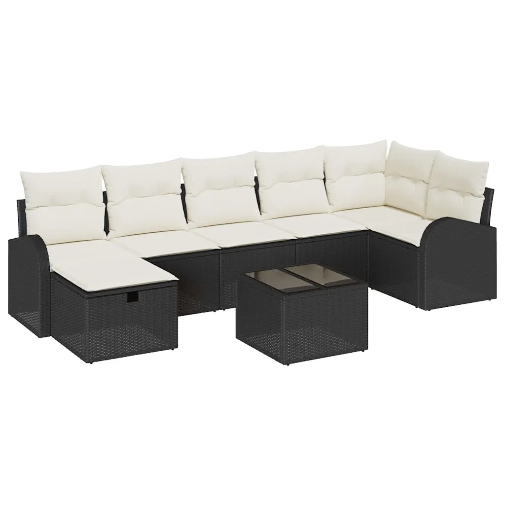 Set Divano da Giardino con cuscino 8 pcs Nero Poly Rattan 3360438