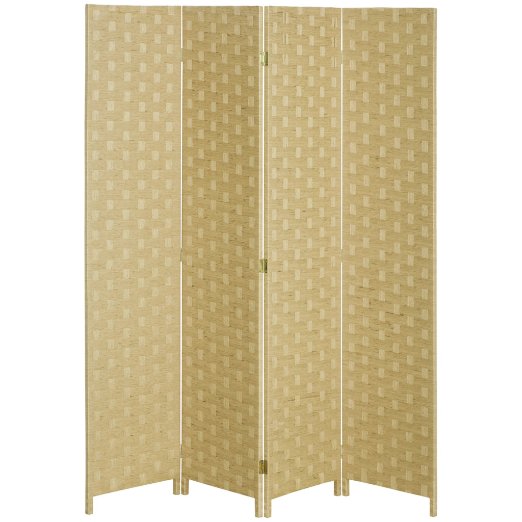Paravento Separ¨¦ da Interno a 4 Ante in Legno, Pieghevole e Salvaspazio Altezza 170cm, Marrone