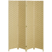 Paravento Separ¨¦ da Interno a 4 Ante in Legno, Pieghevole e Salvaspazio Altezza 170cm, Marrone