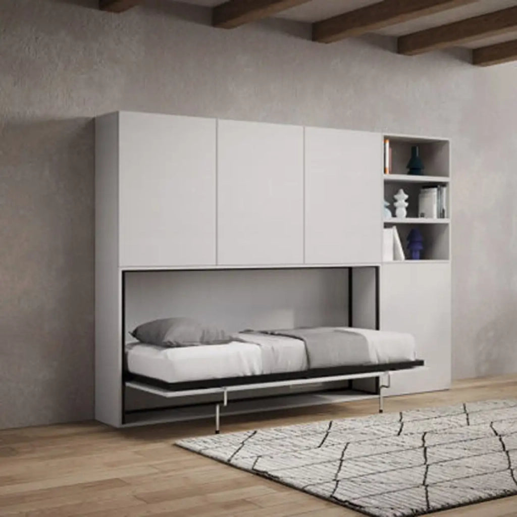 Letto singolo a scomparsa Kando comp.F bianco frassino
