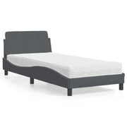 Letto con Materasso Dover Grigio Scuro 80x200 cm in Velluto