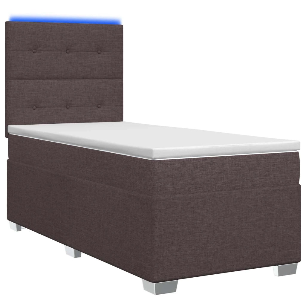 Letto box spring con materasso Marrone Scuro 100 x 200 cm 3454806