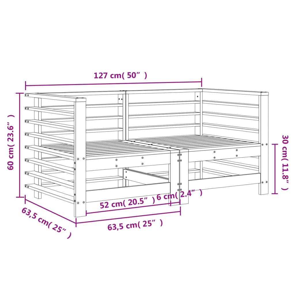 Divano componibile-Divani Angolari da Giardino 2 pz Grigi Legno Massello di Pino 430309