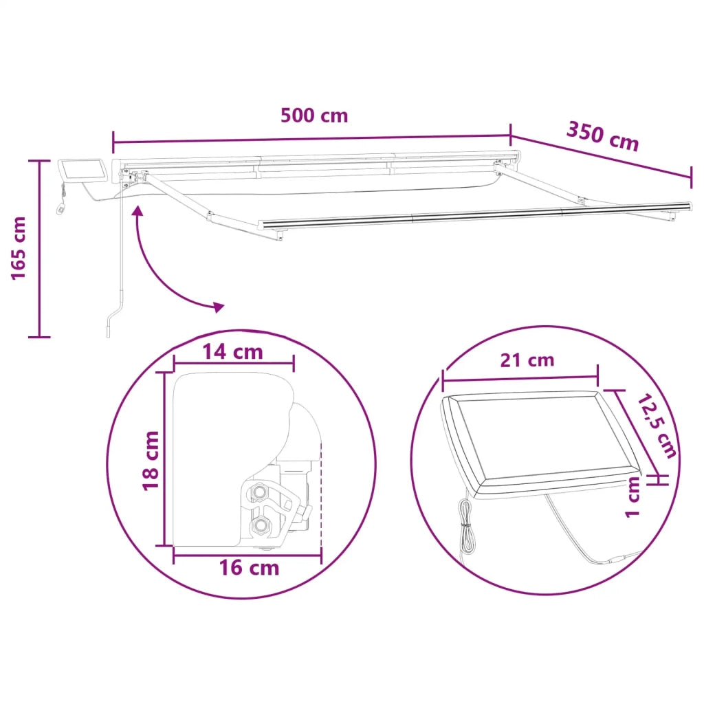 Cornice per Tenda Manuale con LED 5 × 3,5 m 3426450