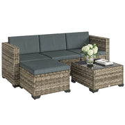 Set Giardino 5 Pezzi in Polyrattan con Cuscini ¨C Minimal ¨C Grigio