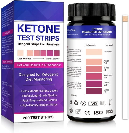 Strisce di Test per Autocontrollo del Ketone - Risultati Veloci in 40 Secondi