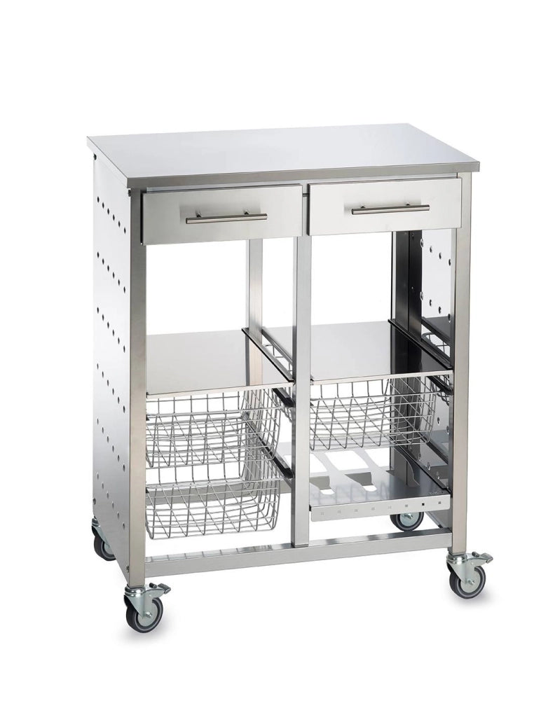 Carrello da cucina grande, molto elegante e con grande capacità, MALMÖ INOX