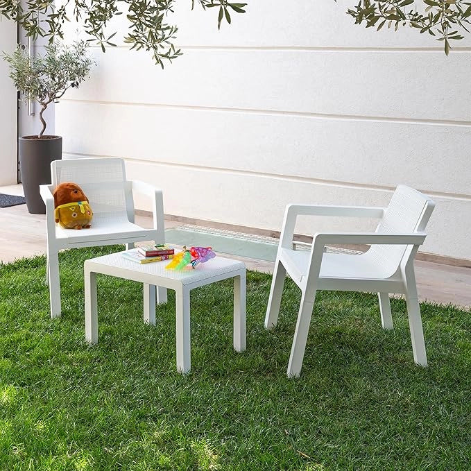 Set 3 Pezzi Salotto Salottino da Giardino Bianco Riviera Toomax