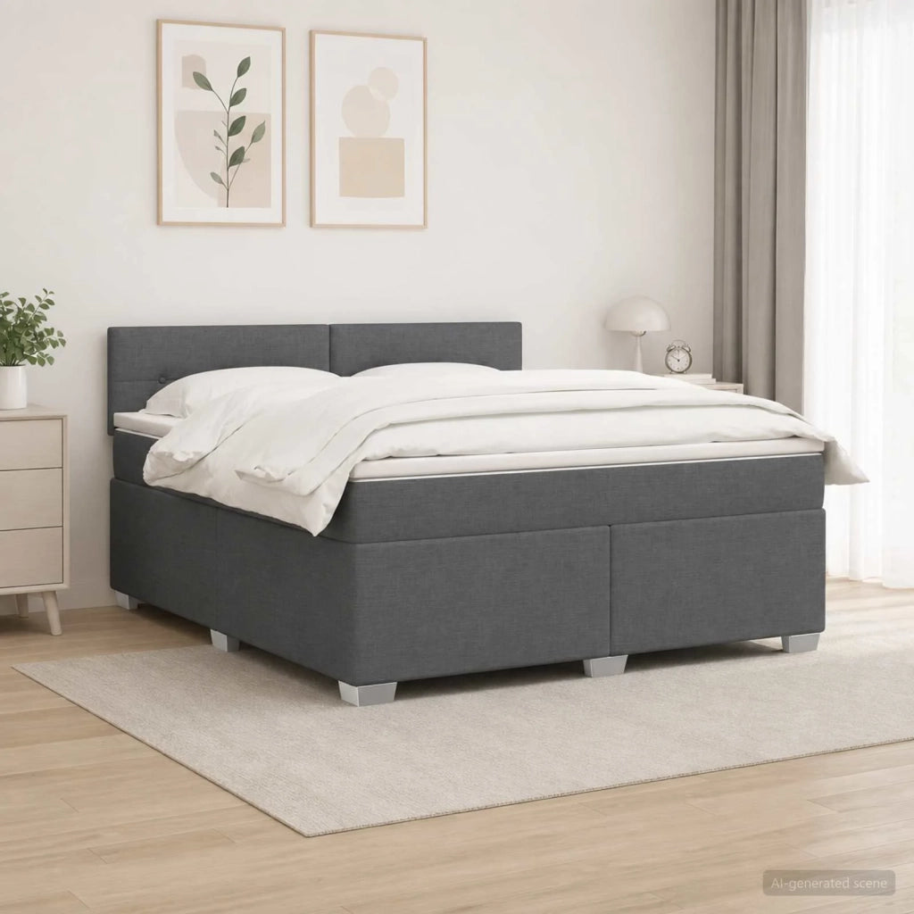 Letto con Box Spring, Materasso e LED Grigio Scuro 140 x 200 cm 3451960