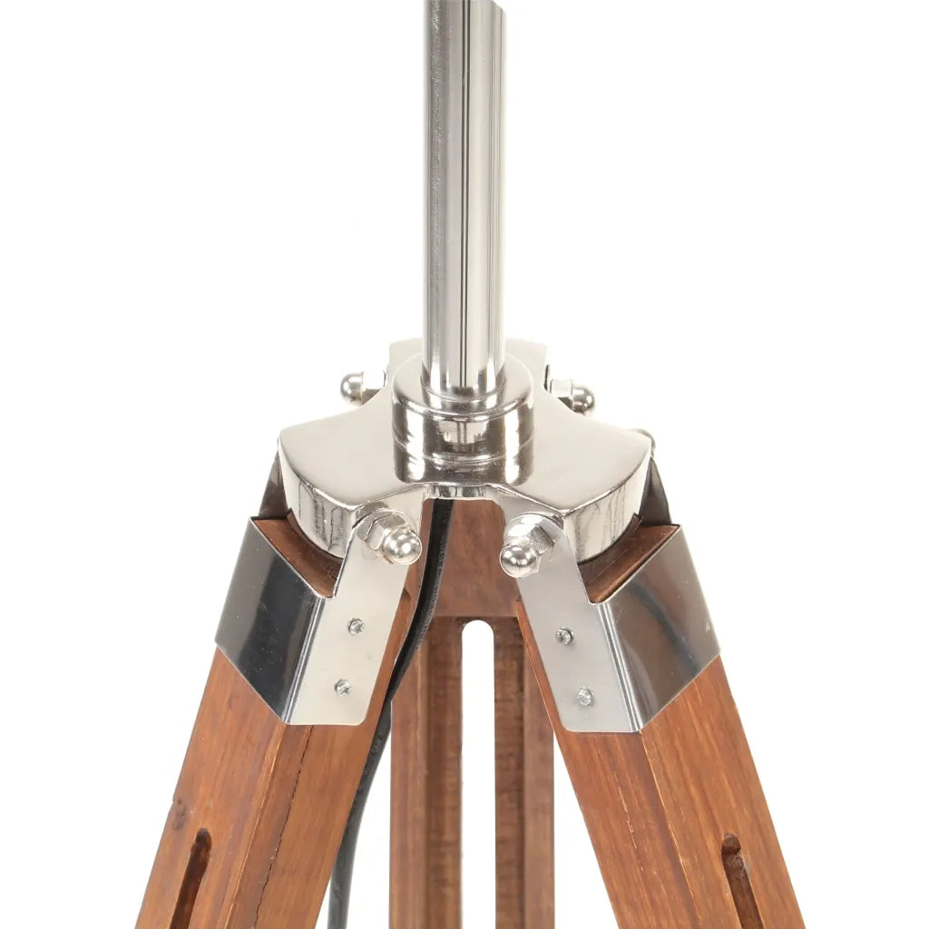 Lampada a Treppiede Marrone e Grigio in Legno di Teak 141 cm 288078