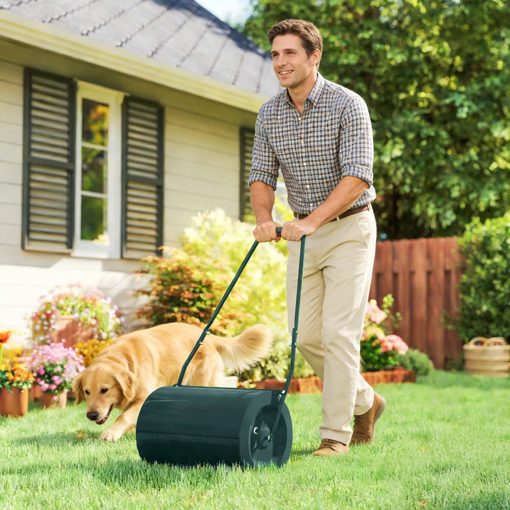 Rullo Compressore per Giardino 63L ¨C Xylo ¨C Metallo Verde Scuro 123x58x40cm