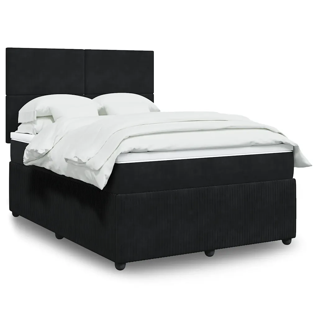 Giroletto a Molle con Materasso Nero 140x190 cm in Velluto 3292330