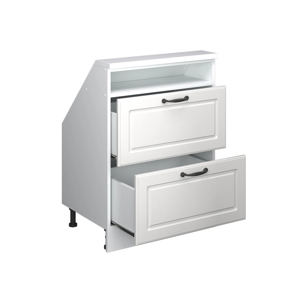 Mobile sottotetto Rion Bianco rustico/Bianco con 2 cassetti Vicco