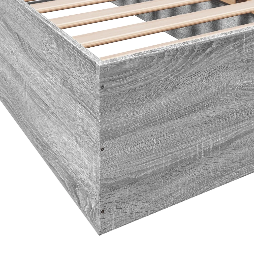 Letto singolo | Letto per adulti | Giroletto Grigio Sonoma 100x200 cm in Legno Multistrato