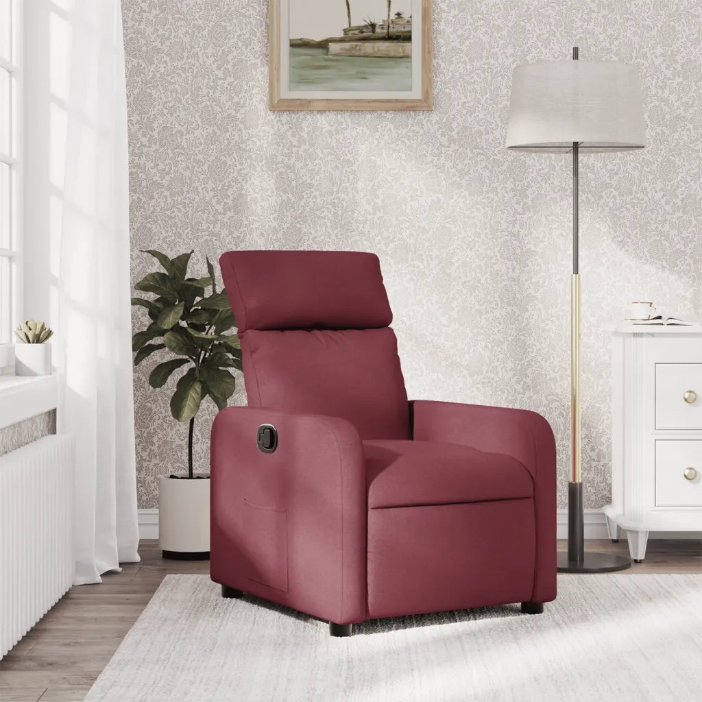 Poltrona | Sedia Relax Reclinabile in Tessuto Rosso Vino