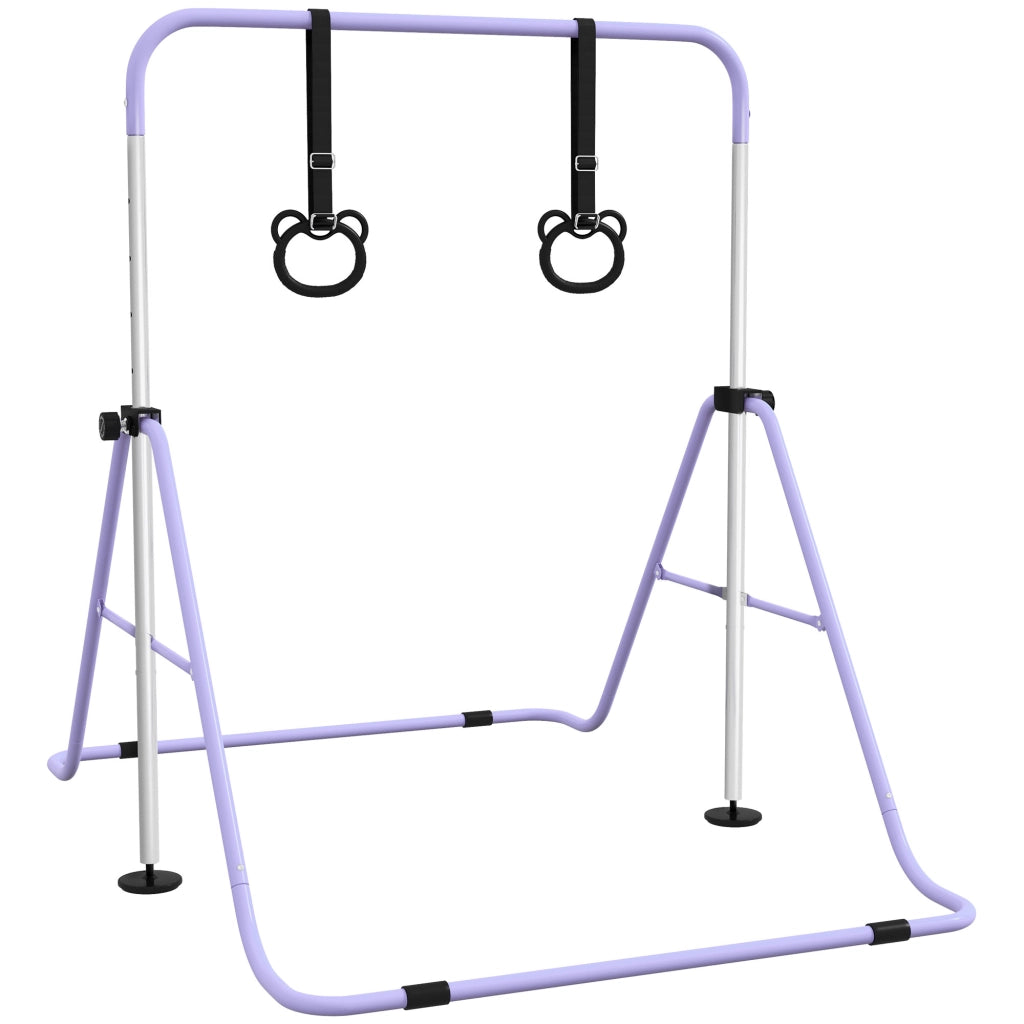 Sbarra da Ginnastica per Bambini ¨C Xylo ¨C con Anelli, Regolabile 88-128cm, Pieghevole, Rosa