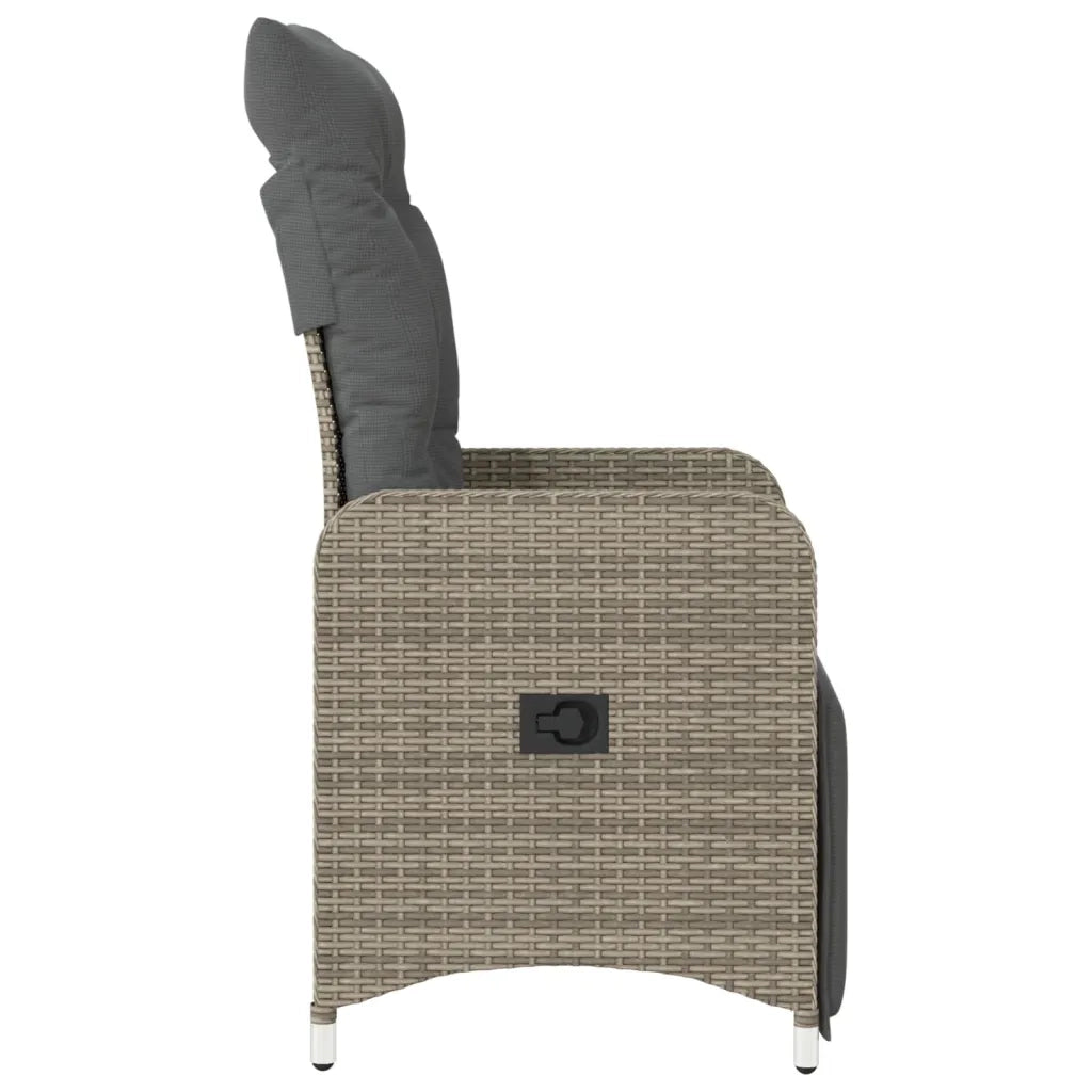 Sedia Reclinabile da Giardino con Cuscini Grigia in Polyrattan 365697