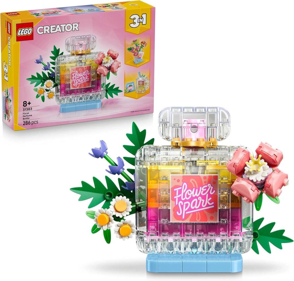 LEGO Creator 3 in 1 Boccetta di Profumo con Decorazione Floreale - Giocattolo Trasformabile in Vaso da Fiori o in Frulla