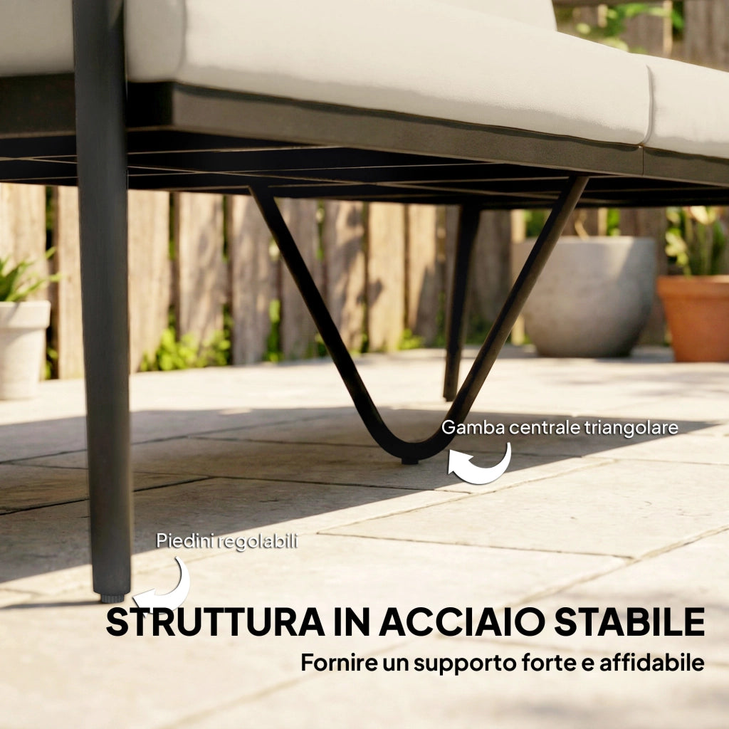 Divano da Esterno 3 Posti in Rattan ¨C zephmum ¨C Schienale, Effetto Legno, Cachi