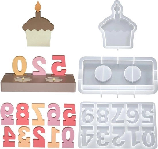 Gietvormi in silicone combinati - supporte candelabro da tavolo con scorrimento - 0-9 forma