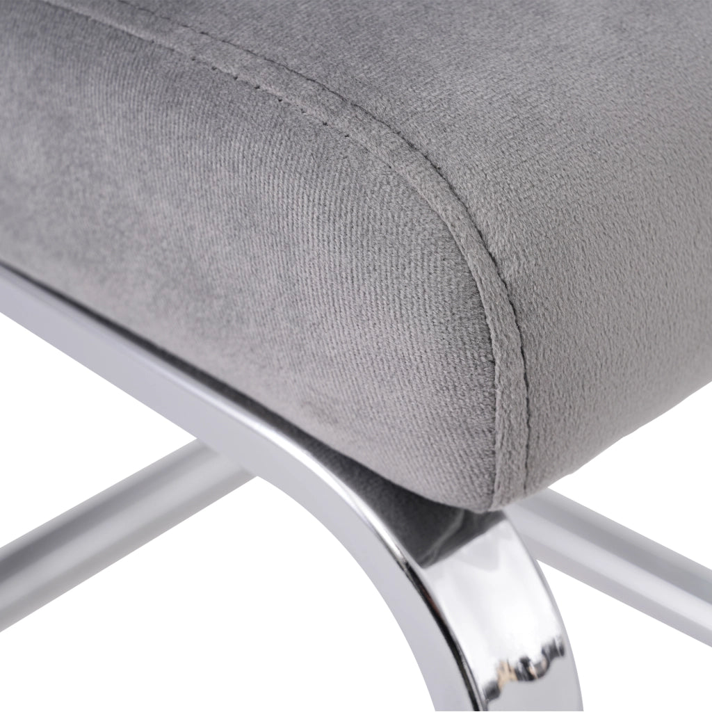 Sedia da pranzo in velluto set da 2 con schienale a rombi e gambe in metallo grigio argento