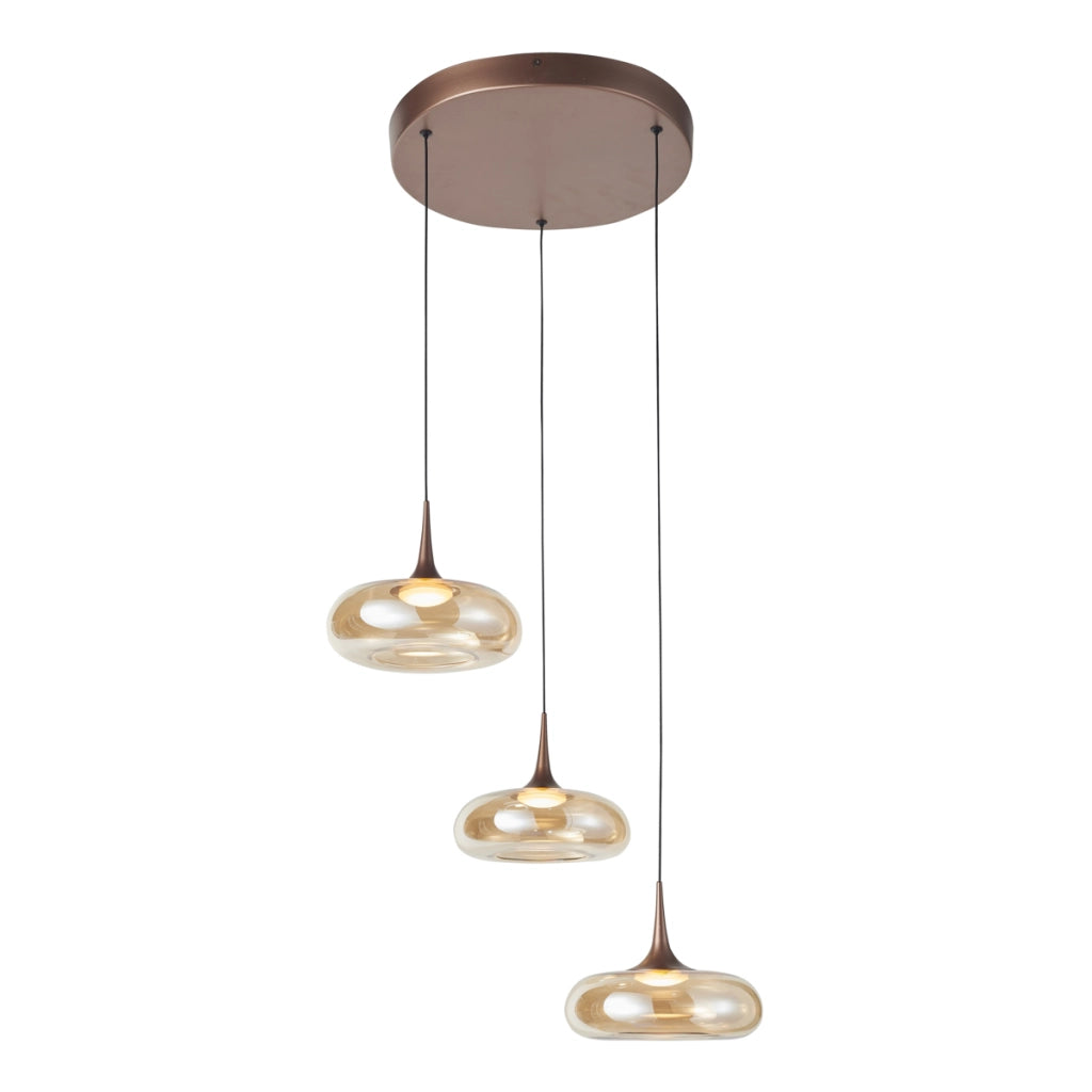 Lampada a sospensione Tenele rame ambra LED 21W Italux