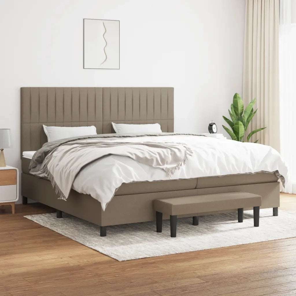 Giroletto a Molle con Materasso Tortora 200x200 cm in Tessuto 3136785