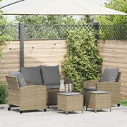 Set Divano da Giardino 6 pz con Cuscini Beige in Polyrattan 3324580