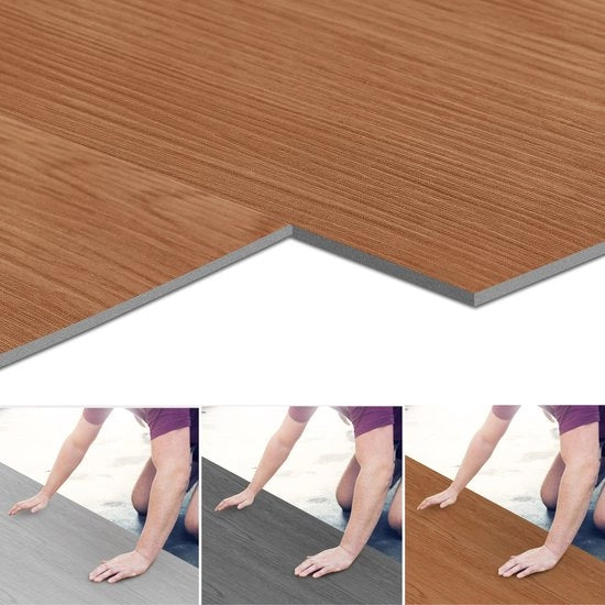 Pavimento in PVC autoadesivo a imitazione di eucalipto caldo 18 pezzi 91,5×15,2 cm